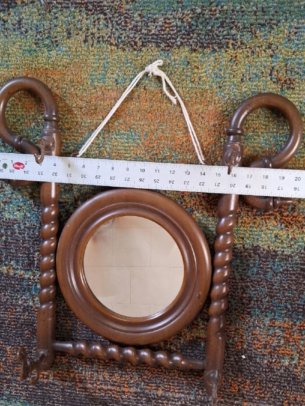 Antique/vintage Victorian-style turned wood entryway hat and coat rack & Mirror